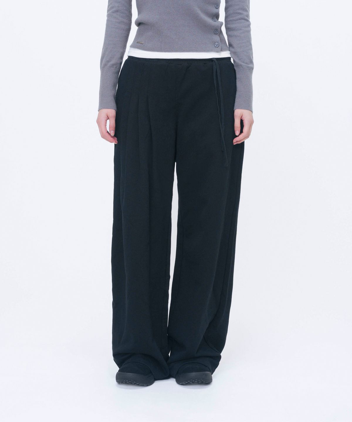 미세키서울(MISEKI SEOUL) Pleats jersey wide pants BLACK