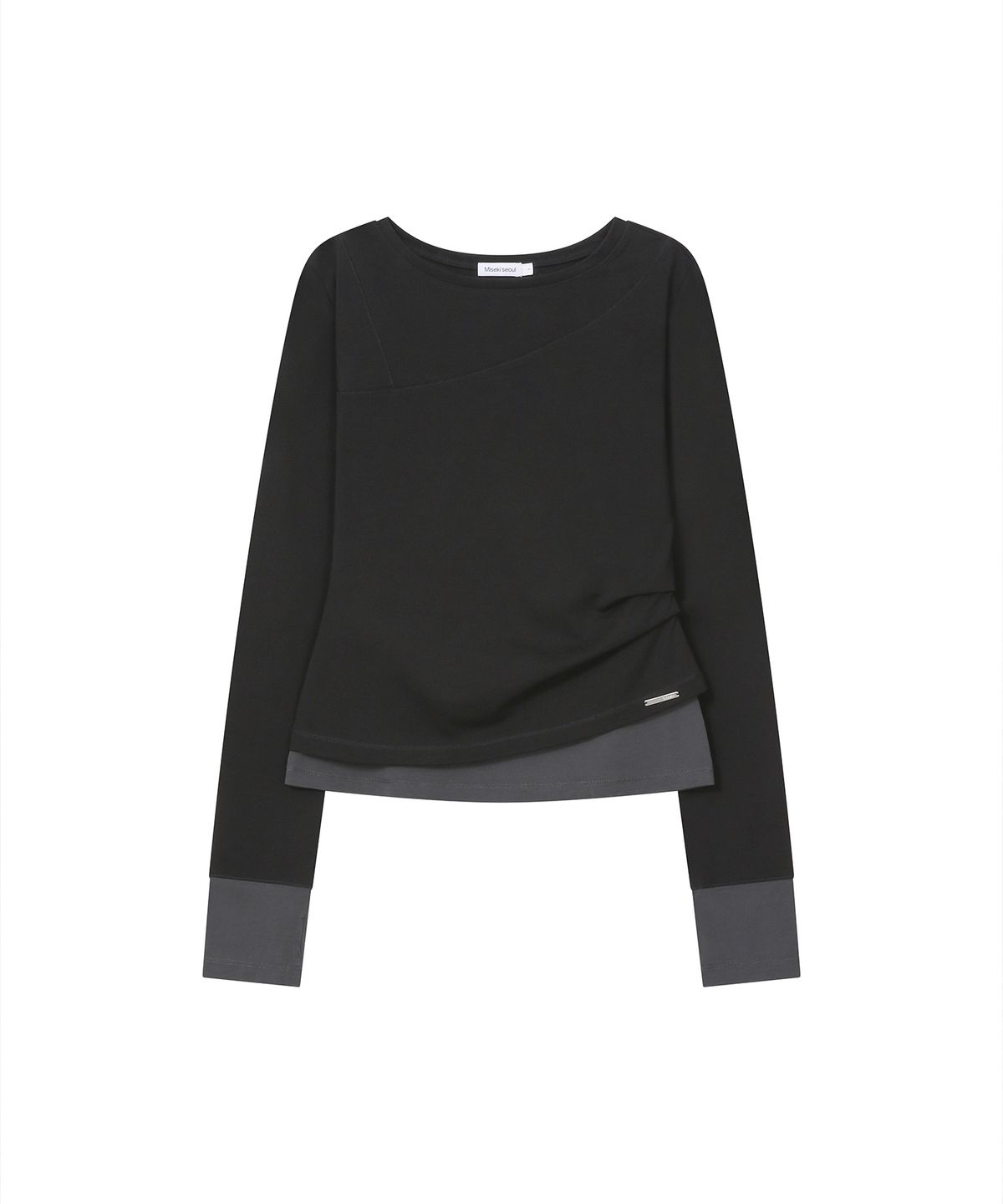 미세키서울(MISEKI SEOUL) Asymmetric contrast long sleeve BLACK