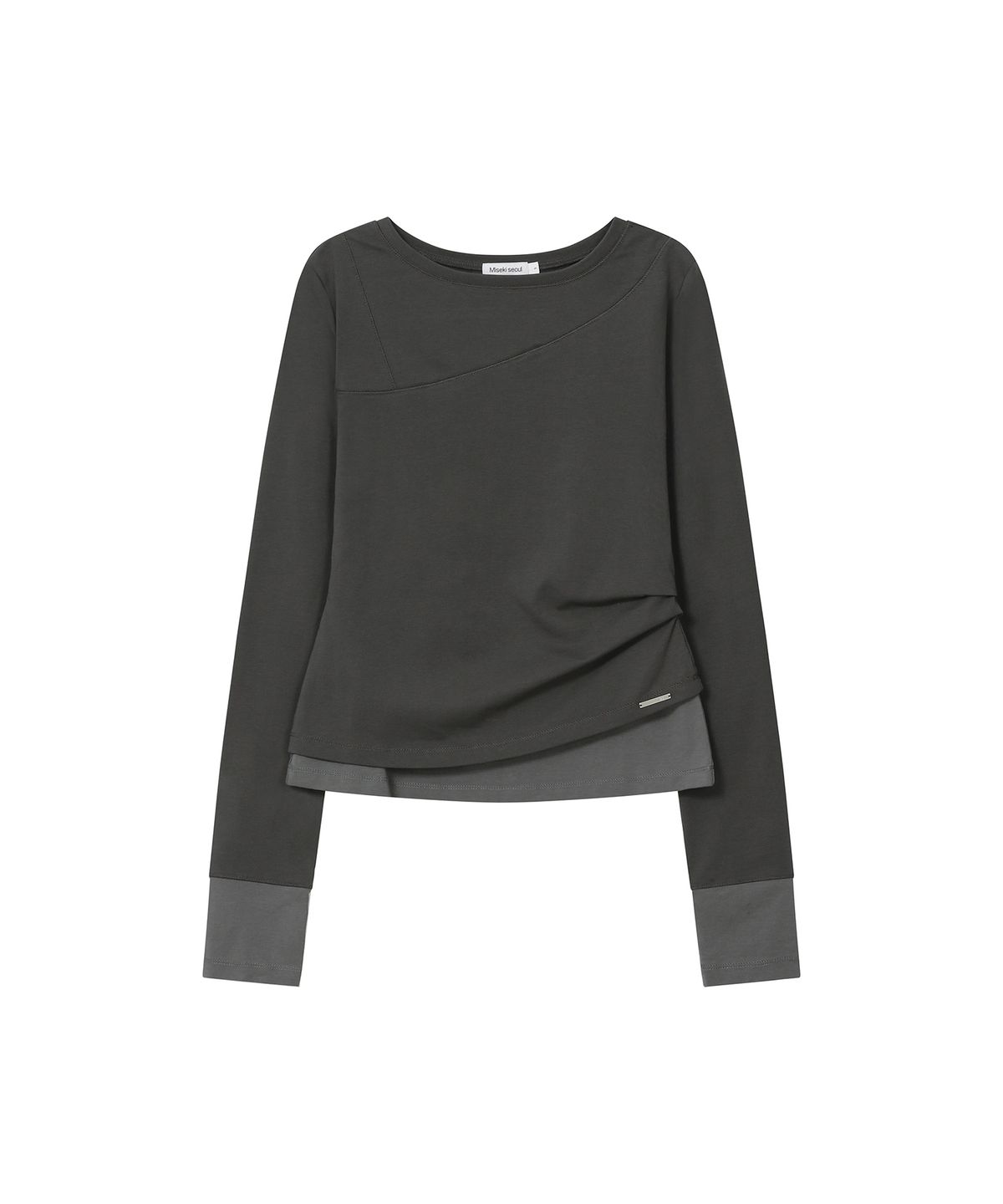 미세키서울(MISEKI SEOUL) Asymmetric contrast long sleeve CHARCOAL