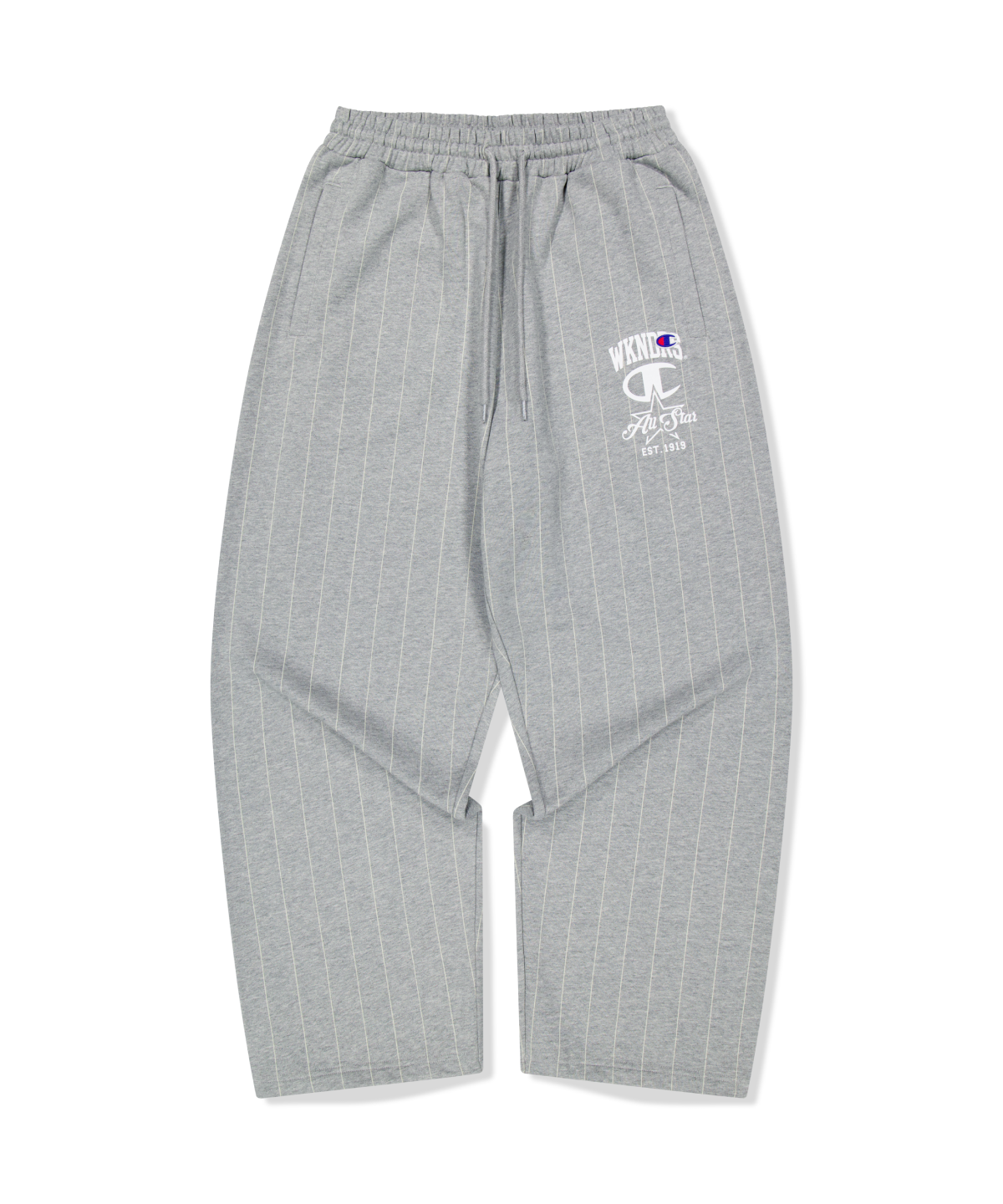 위캔더스(WKNDRS) WKNDRS x CHAMPION STRIPED SWEAT PANTS (M.GREY)