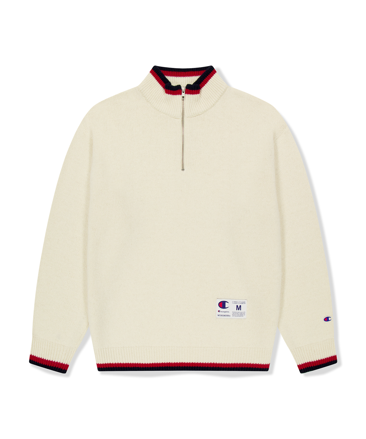 위캔더스(WKNDRS) WKNDRS x CHAMPION CLASSIC HALF-ZIP SWEATER (IVORY)