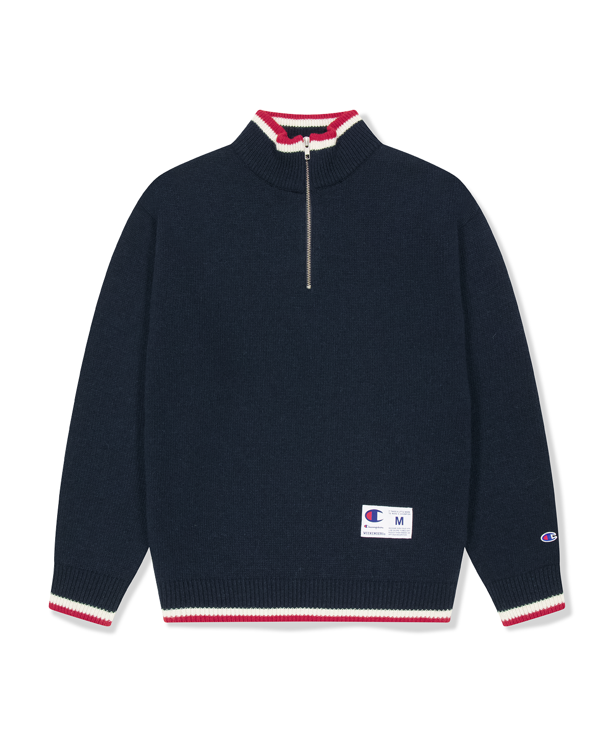 위캔더스(WKNDRS) WKNDRS x CHAMPION CLASSIC HALF-ZIP SWEATER (NAVY)