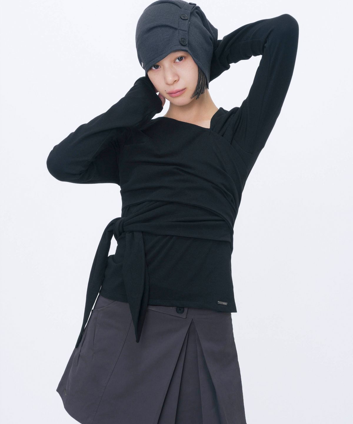 미세키서울(MISEKI SEOUL) Tie-up layered long sleeve BLACK