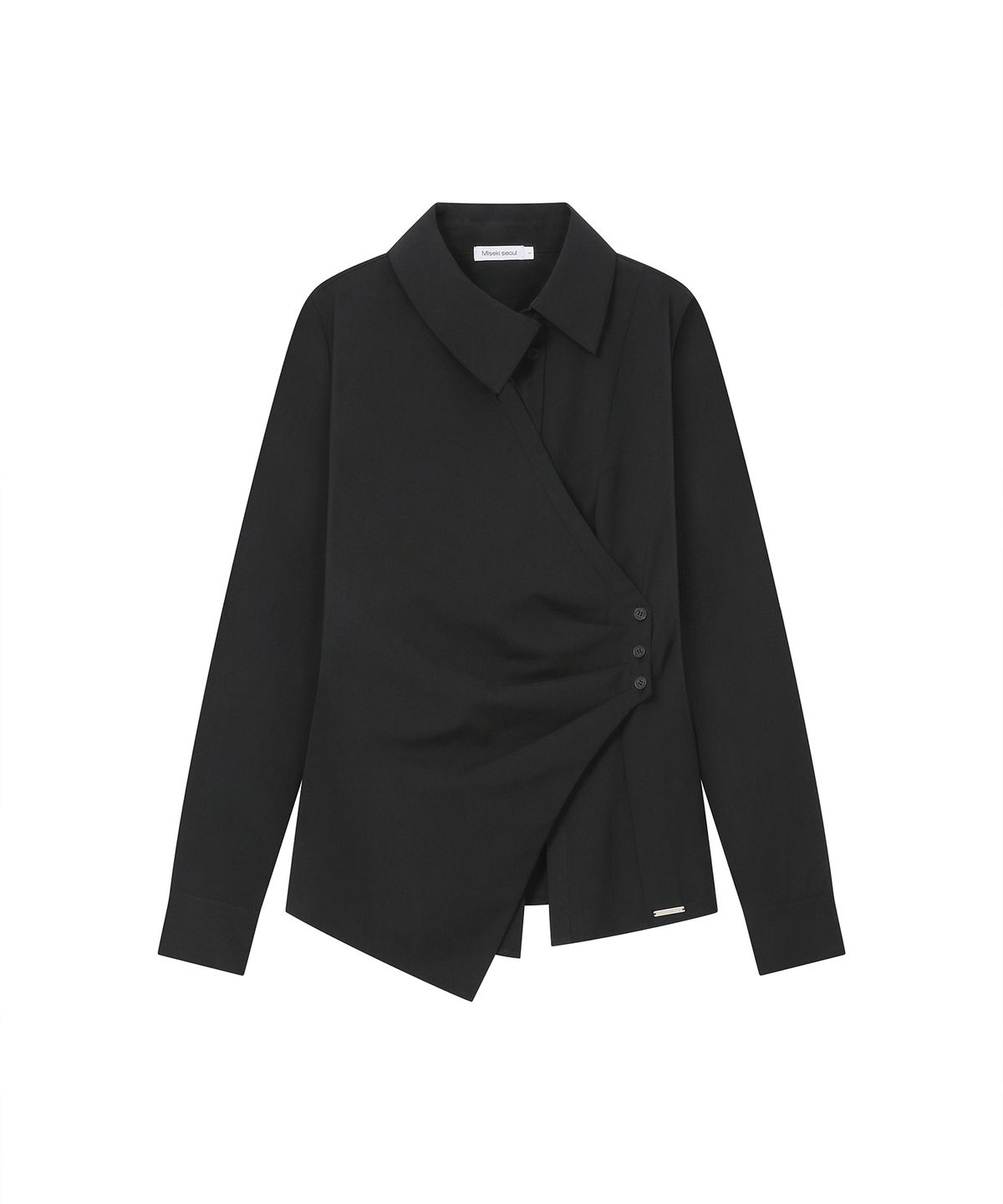 미세키서울(MISEKI SEOUL) Wrap pleats button shirt BLACK