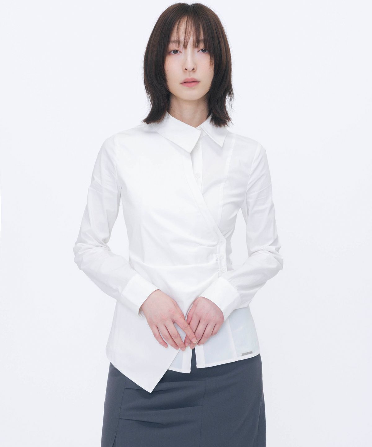 미세키서울(MISEKI SEOUL) Wrap pleats button shirt WHITE
