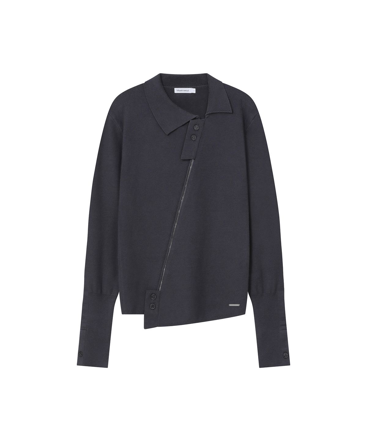 미세키서울(MISEKI SEOUL) Diagonal zip-up knit CHARCOAL