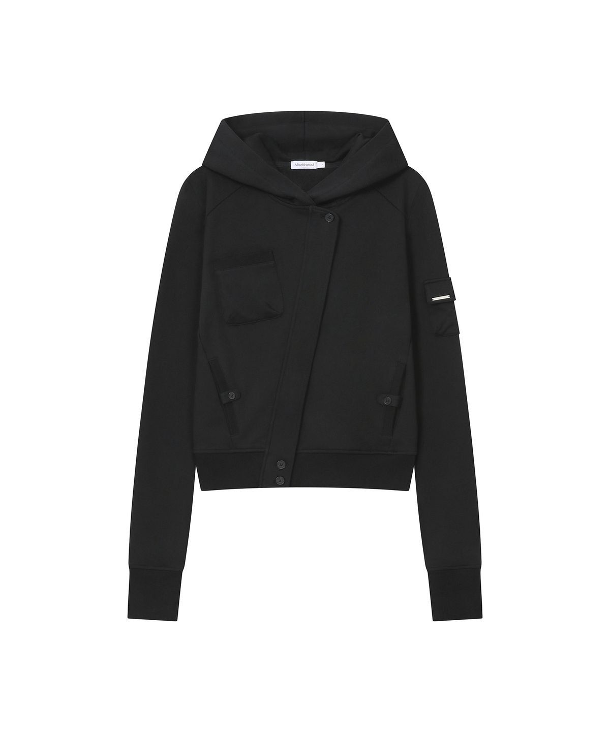 미세키서울(MISEKI SEOUL) Diagonal hoodie jacket BLACK