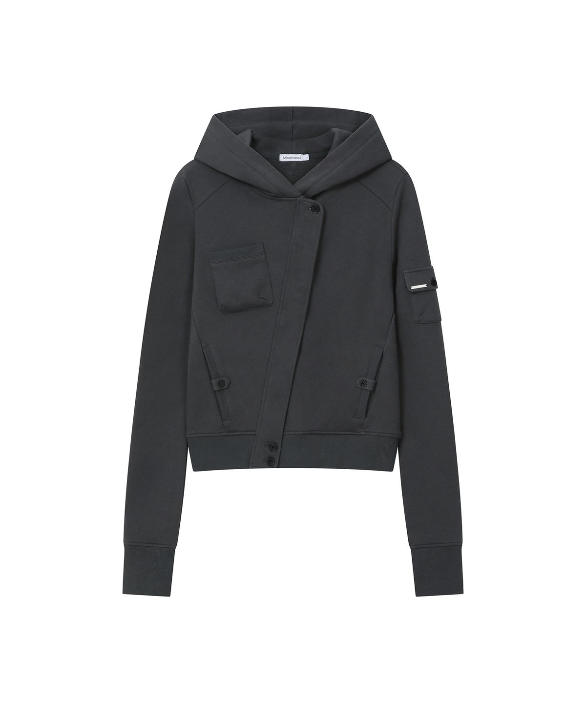 미세키서울(MISEKI SEOUL) Diagonal hoodie jacket CHARCOAL