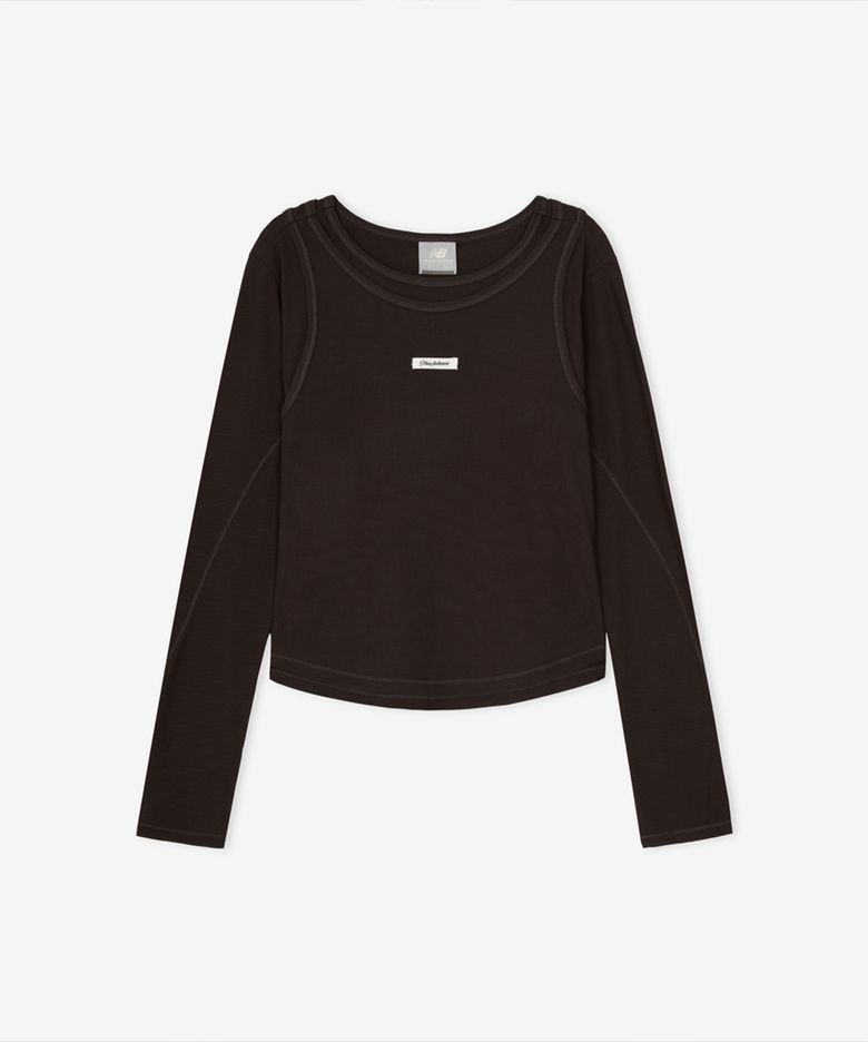 NBNDG3W822 / WOMEN AIRY 골지 레이어드 긴팔티 (BROWN)
