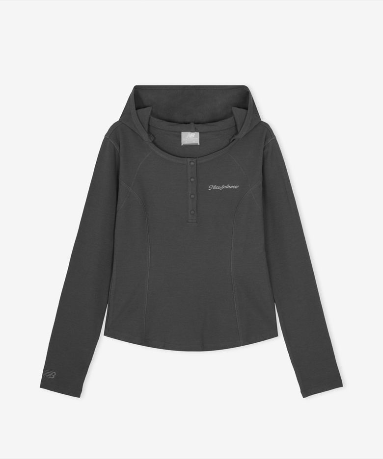 NBNDG3W812 / WOMEN AIRY 와플 후드 긴팔티 (CHARCOAL)