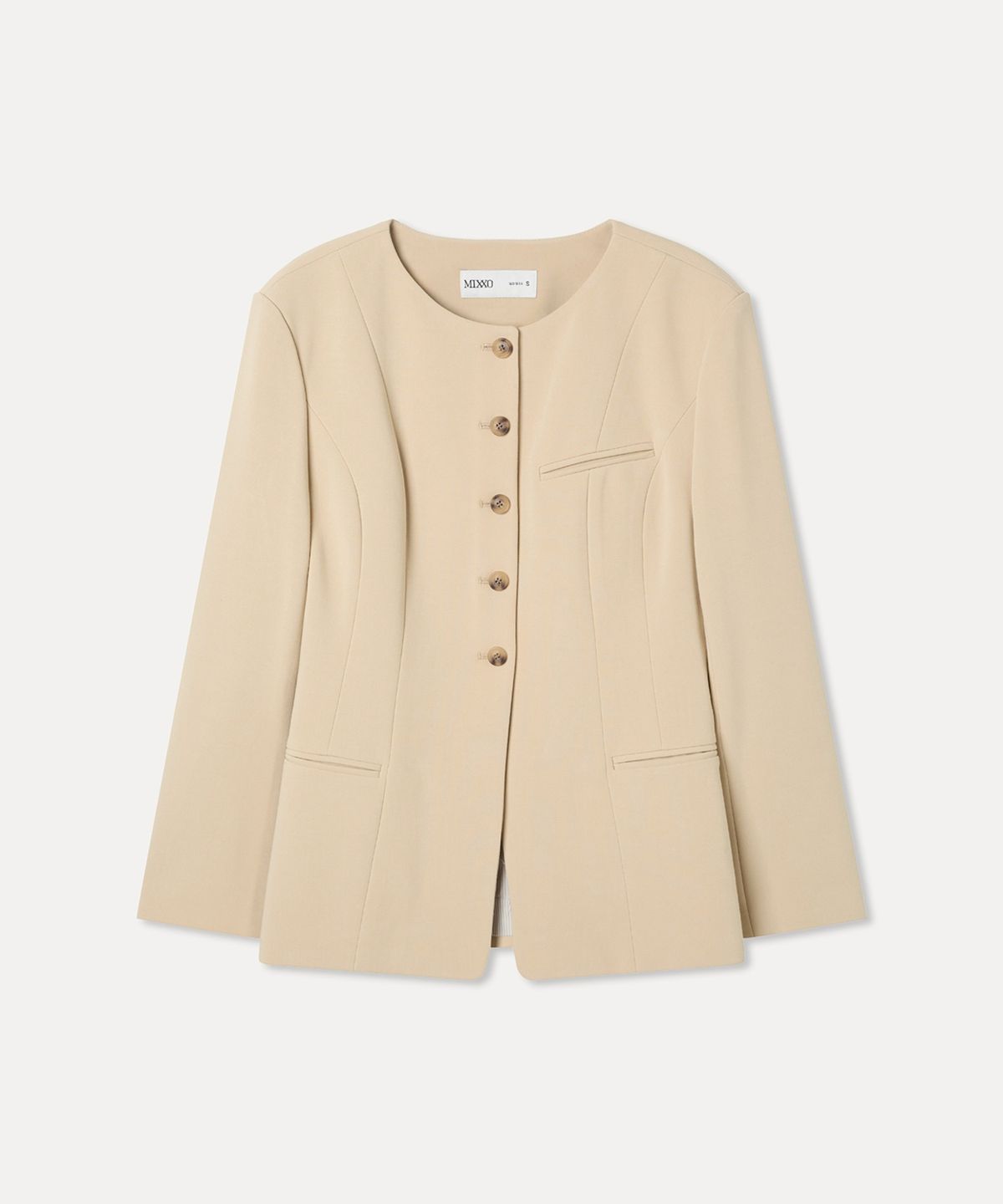 미쏘(MIXXO) 라운드넥 슬림핏 자켓_MIWJKG9B01