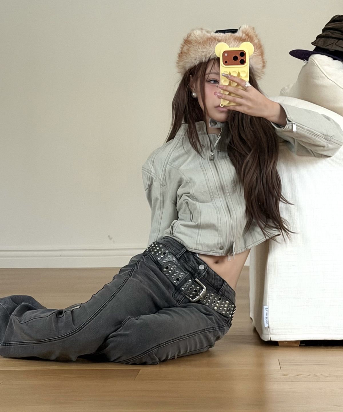 미쏘(MIXXO) 절개 워싱 부츠컷 데님_MIWTJG996J