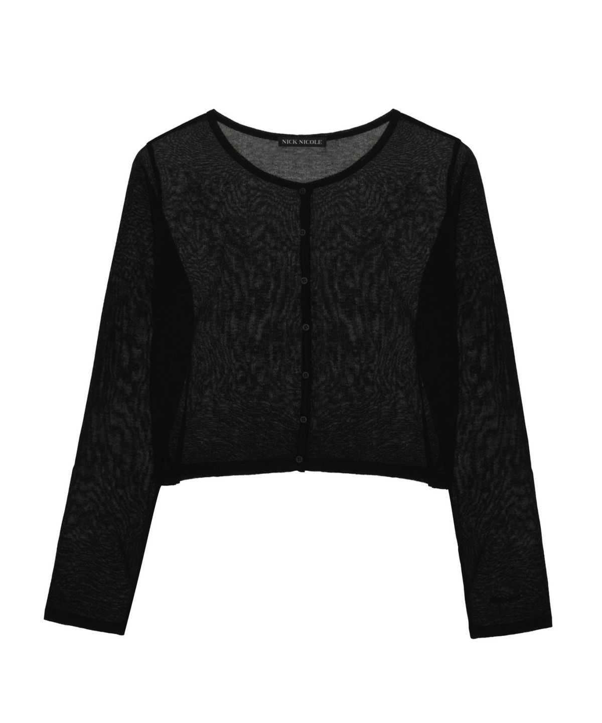 닉앤니콜(NICK&NICOLE) SHEER CROP KNIT CARDIGAN_BLACK