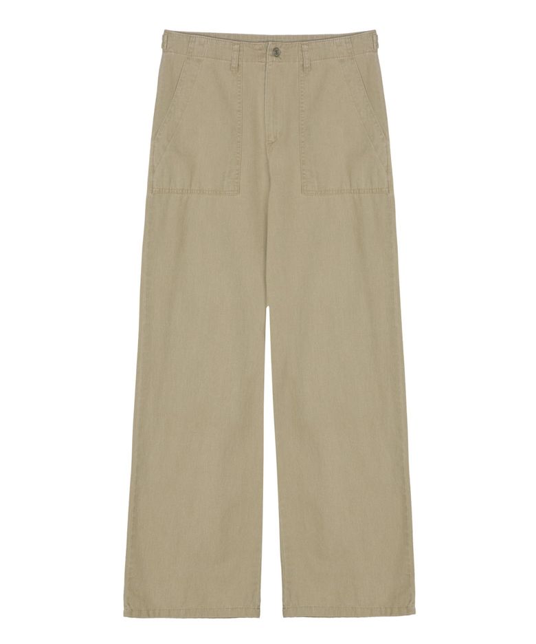 PATCH POCKET WIDE PANTS_BEIGE