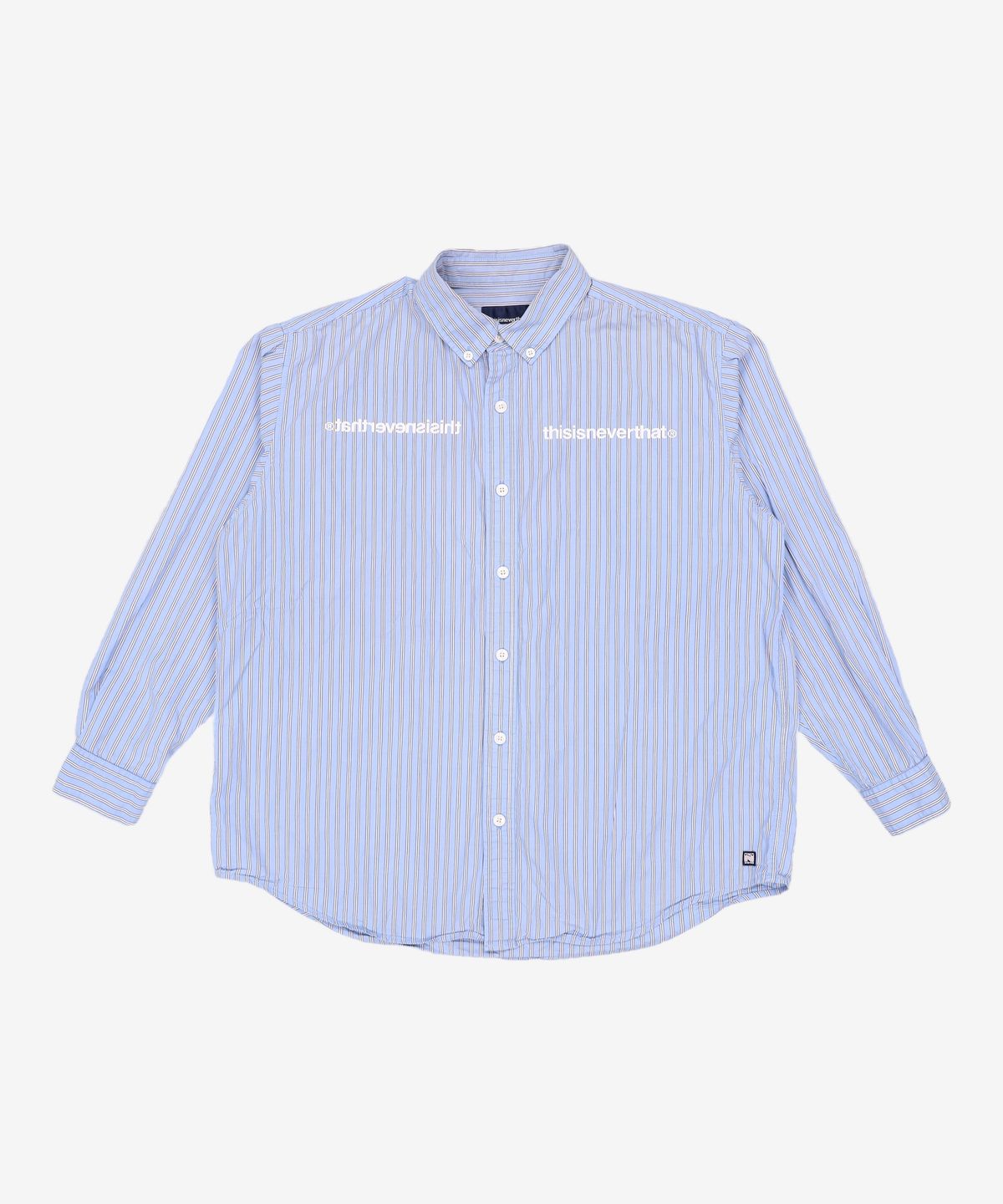 디스이즈네버댓(THISISNEVERTHAT) MI-Logo Striped Shirt Blue L