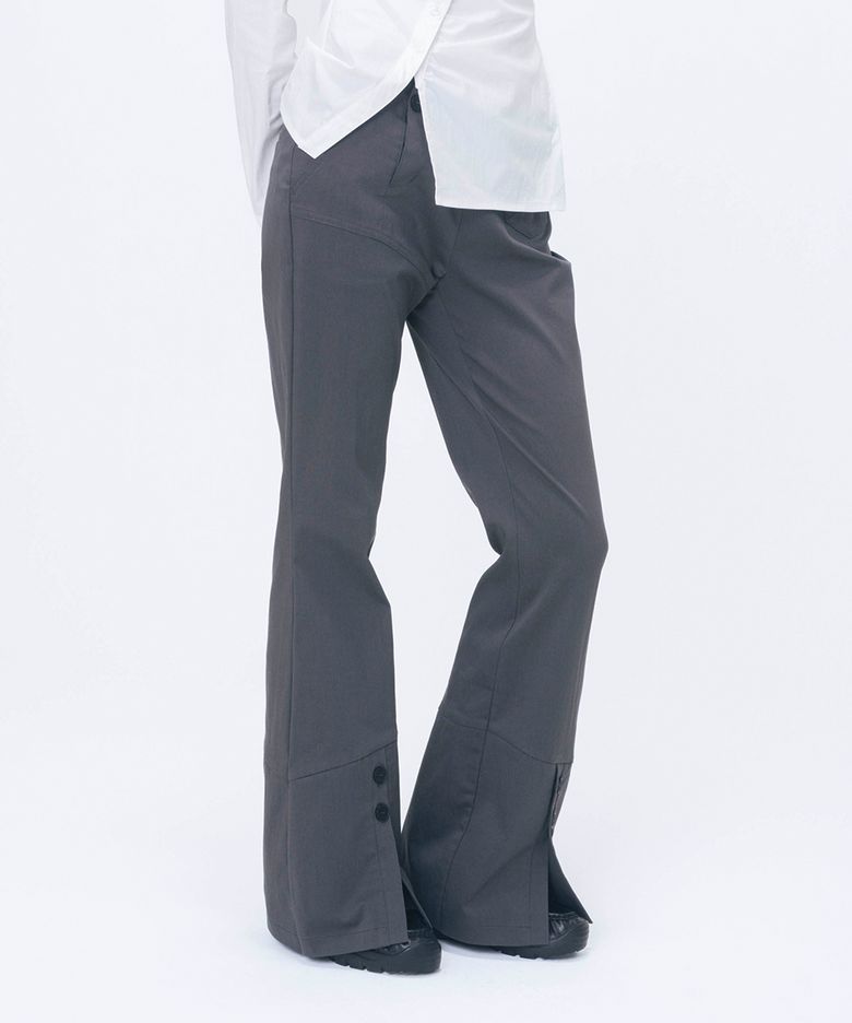 [레이 PICK] Side fly layered bootscut pants CHARCOAL