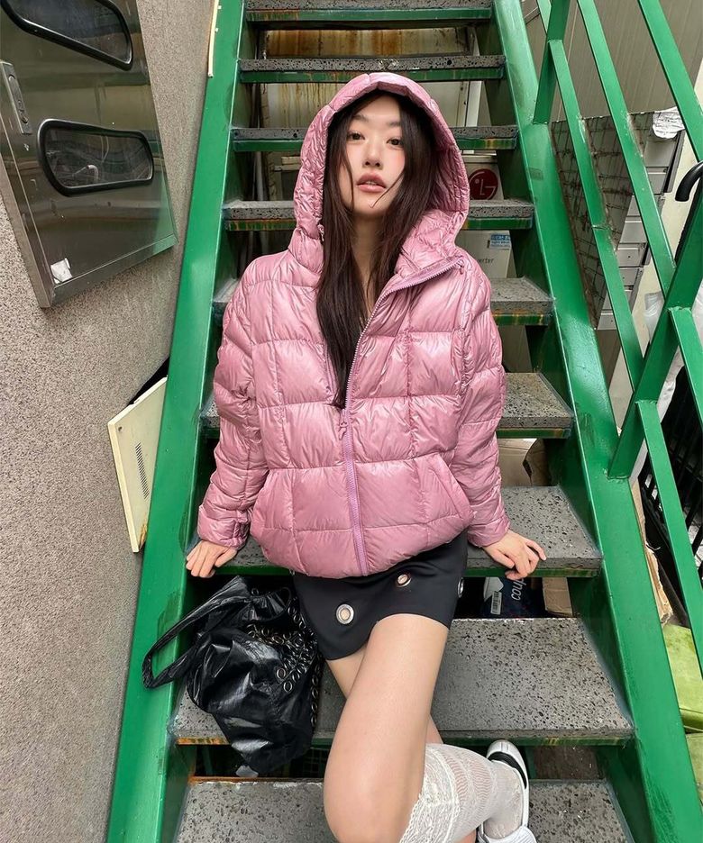 파고 후디드 미드 다운 재킷 Pink