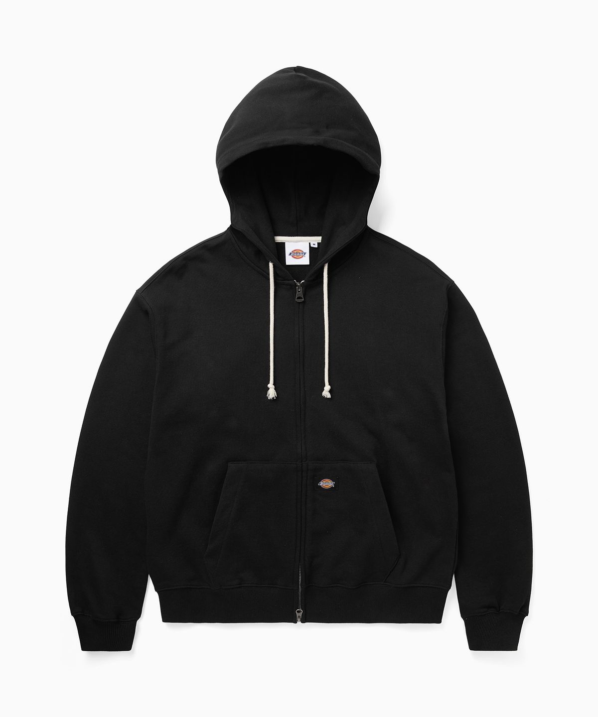 디키즈(DICKIES) 베이직 세미 크롭 집업 후디 Black