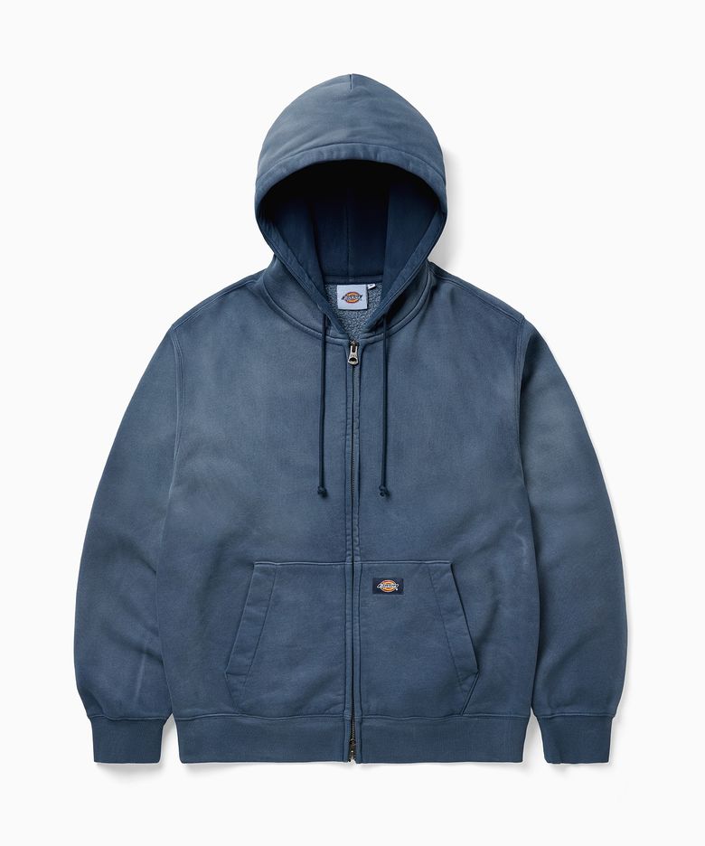 가먼트 다이드 세미 크롭 집업 후디 Navy