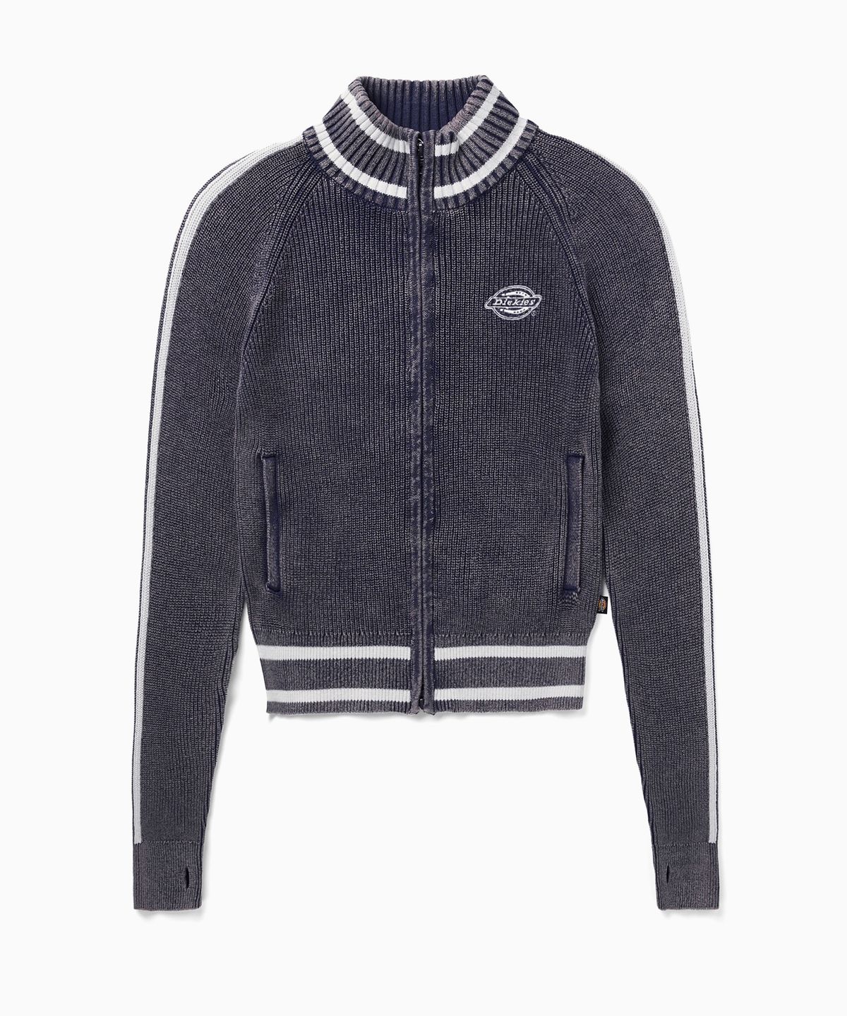 디키즈(DICKIES) 워시드 풀 집업 니트 재킷 Indigo