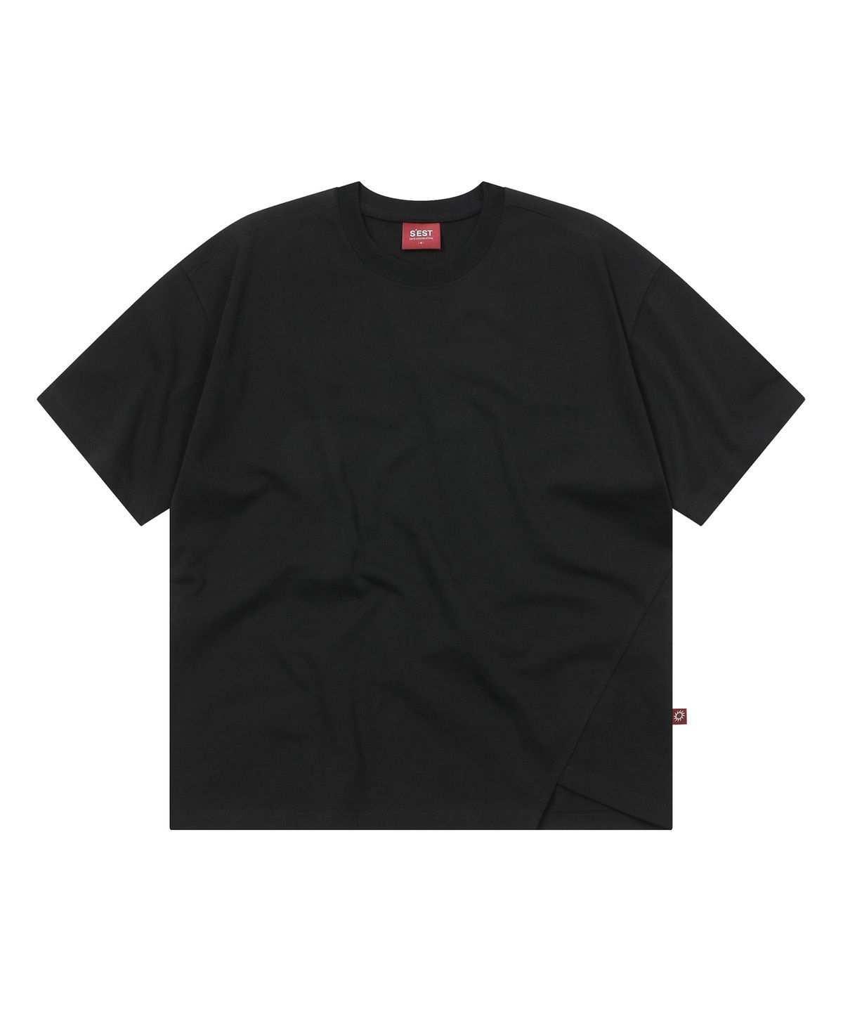 에스이에스티(S'EST) Side Slit Bio Crop T-shirts Black