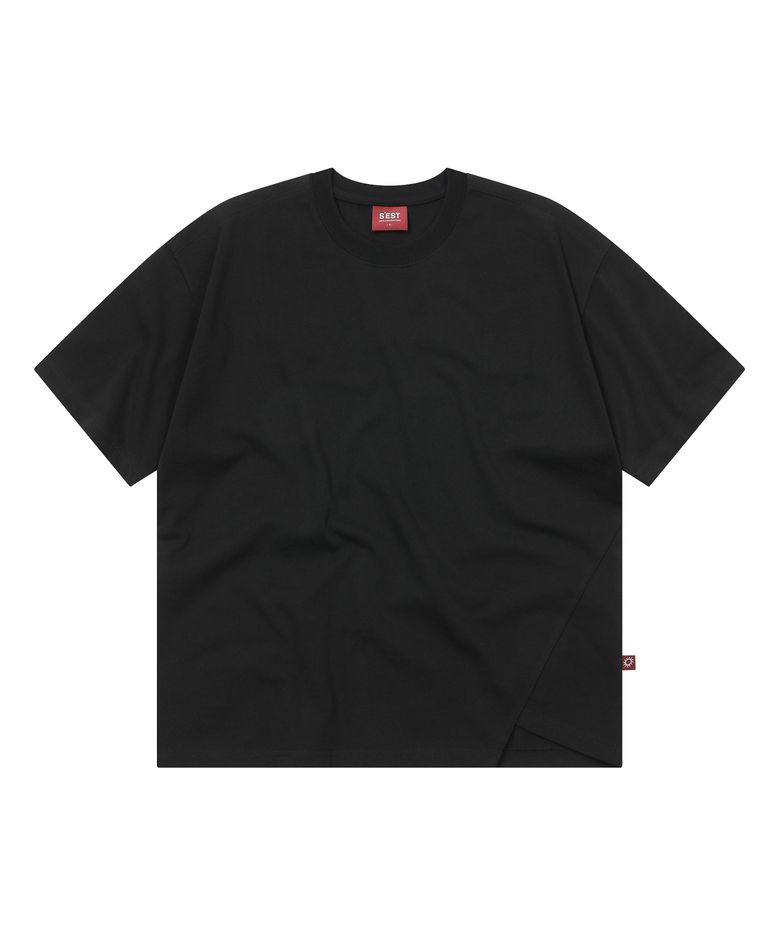 Side Slit Bio Crop T-shirts Black