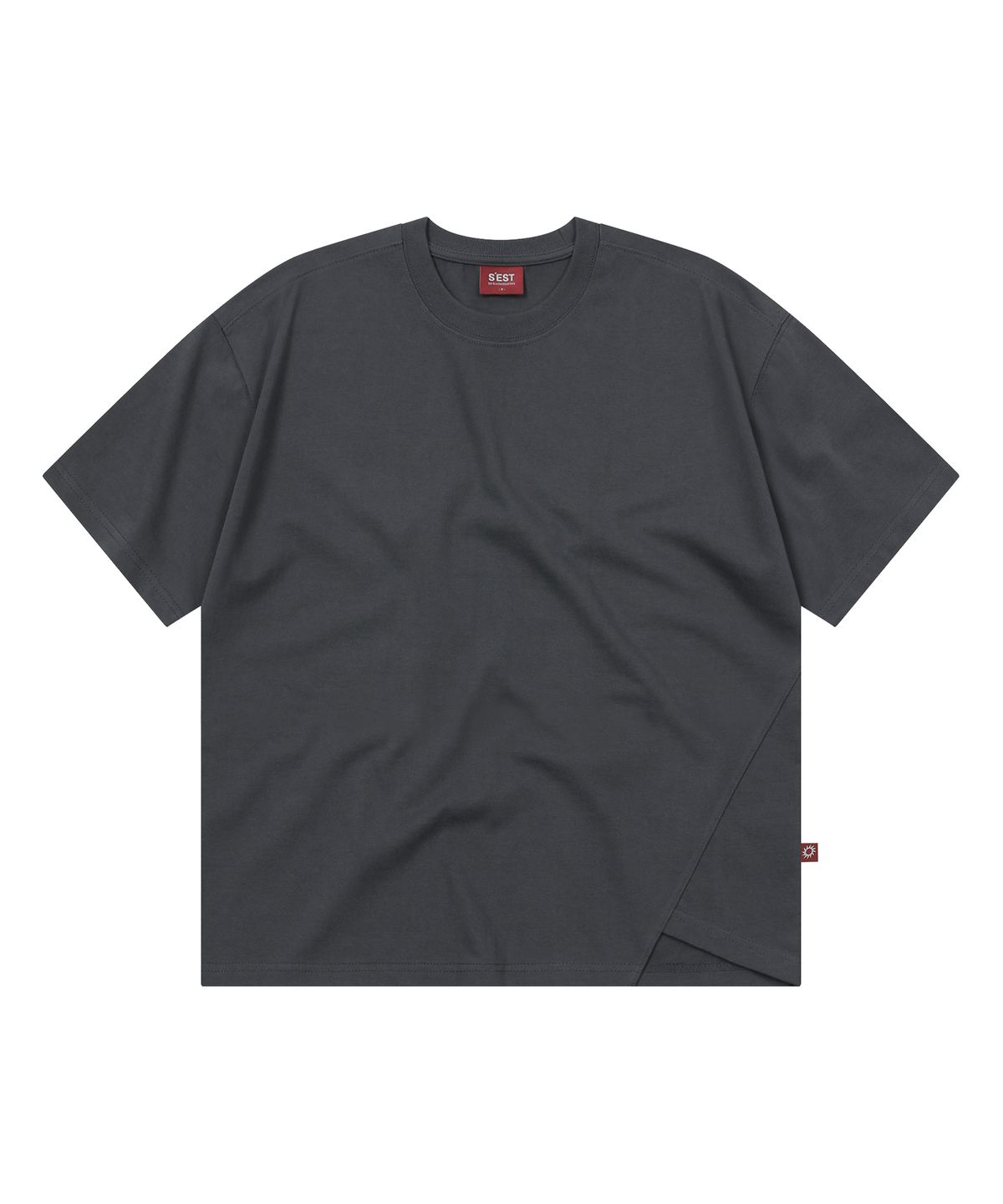 에스이에스티(S'EST) Side Slit Bio Crop T-shirts Charcoal