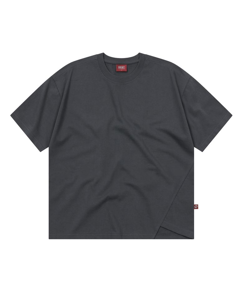 Side Slit Bio Crop T-shirts Charcoal