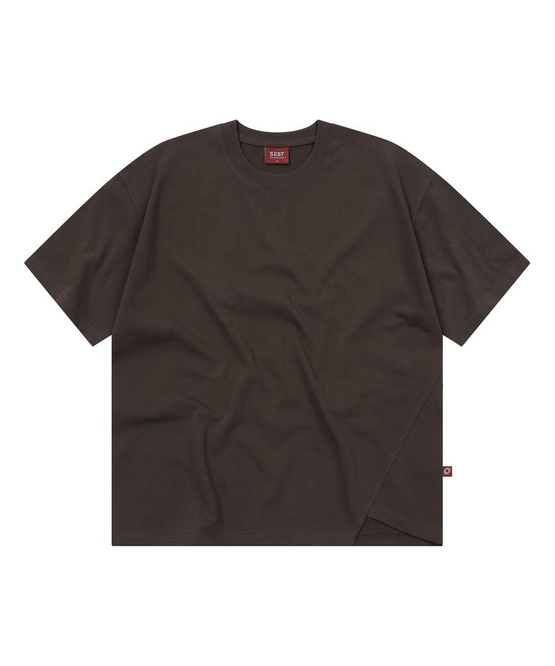 Side Slit Bio Crop T-shirts Dark Brown