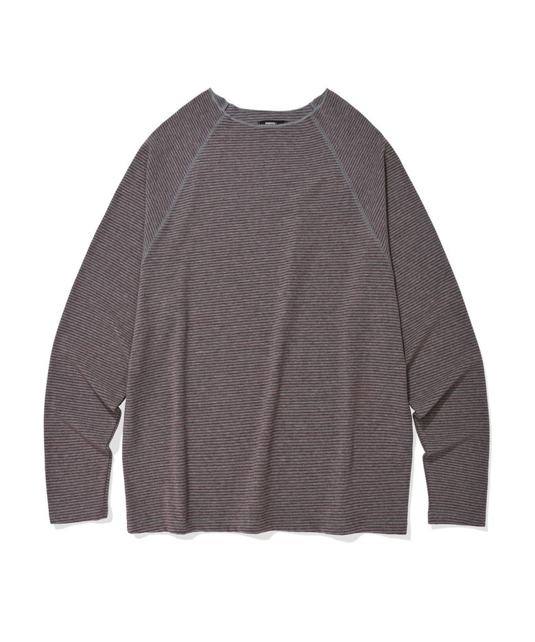 RAW CUT STRIPE LONG SLEEVE (MELANGE GRAY)