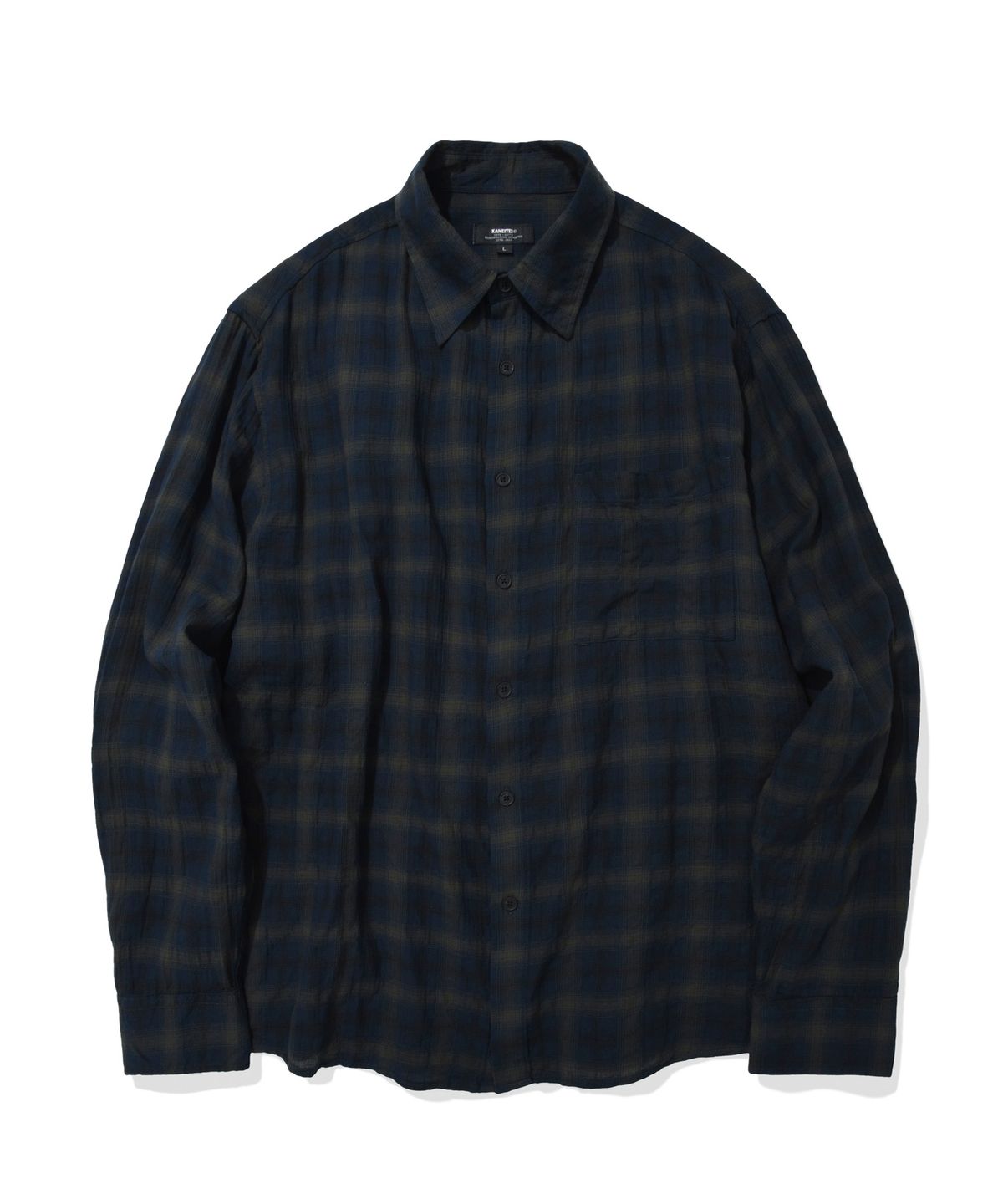 카네이테이(KANEITEI) WRINKLE PLAID SHIRT (NAVY)