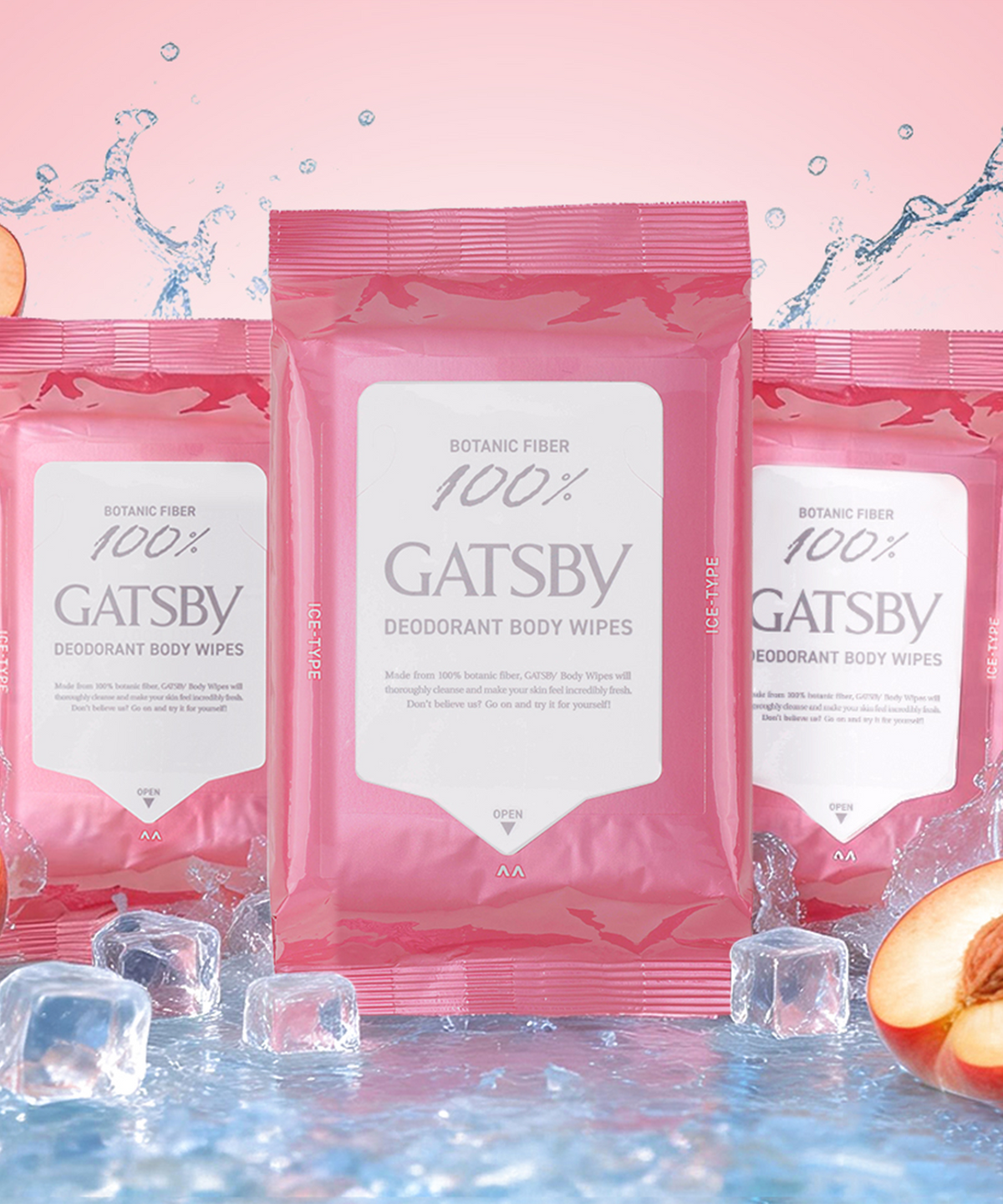갸스비(GATSBY) [대용량] 바디페이퍼 샤워티슈 쿨링 아이스 피치 30매 3개
