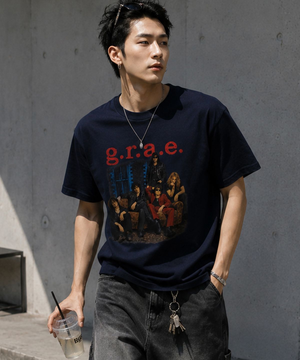 그레이버 오디너리(GRAVER ORDINARY) [ODNR UNISEX]5 Guys 반팔 티셔츠_NAVY