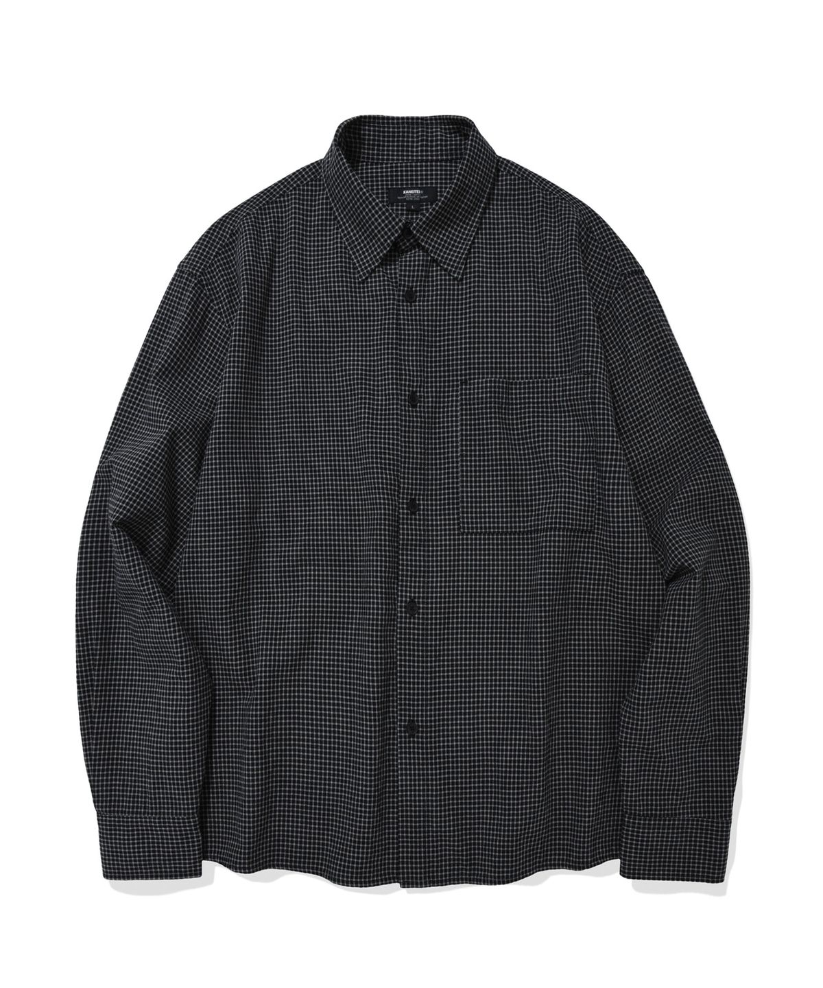 카네이테이(KANEITEI) COTTAGE CROPPED CHECK SHIRT (BLACK)
