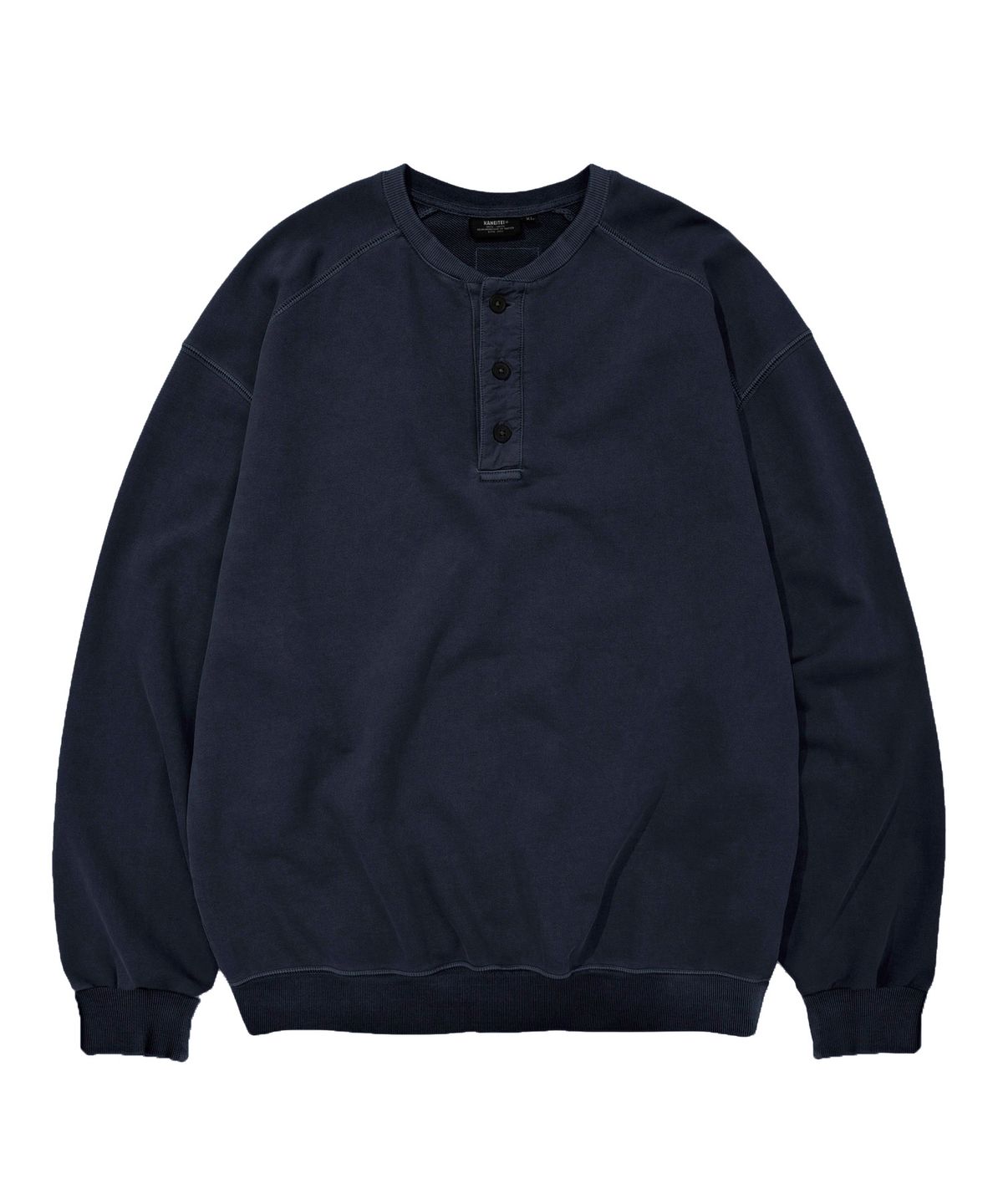 카네이테이(KANEITEI) VINTAGE WASHED HENLEY SWEATSHIRT (NAVY)