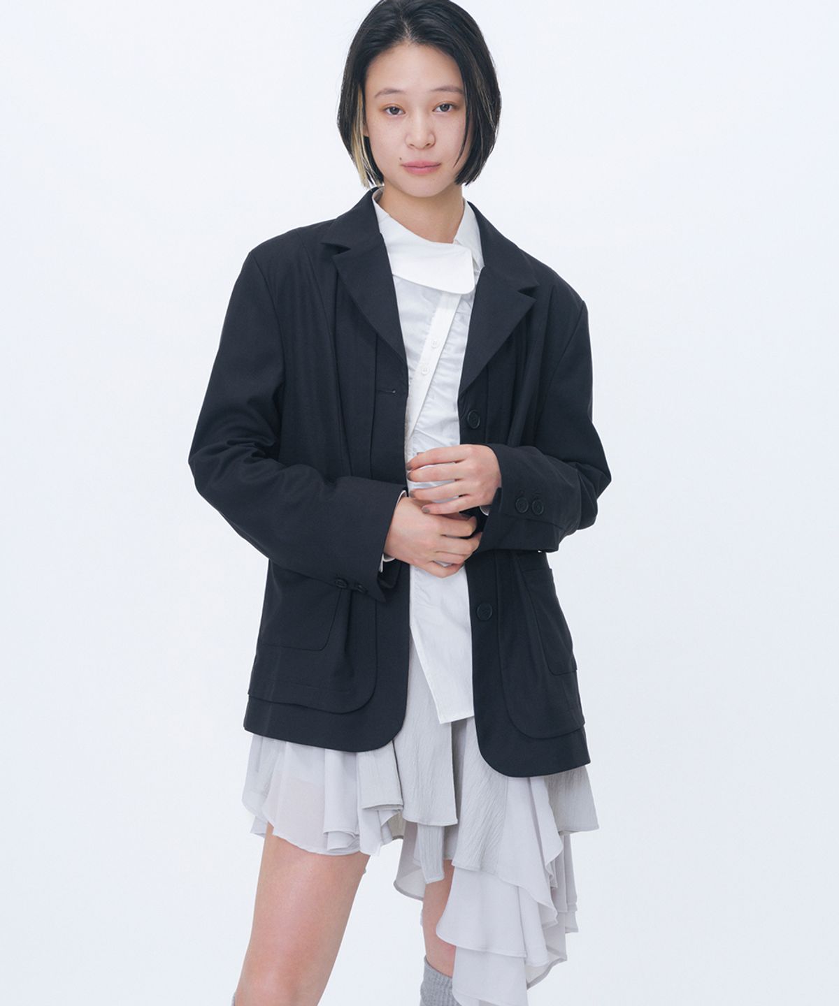 미세키서울(MISEKI SEOUL) Layered placket blazer BLACK