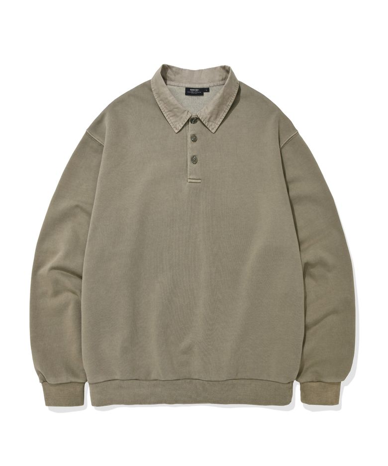 [패션플래닛 PICK] PIGMENT PIQUE POLO SWEATSHIRT (OLIVE DRAB)
