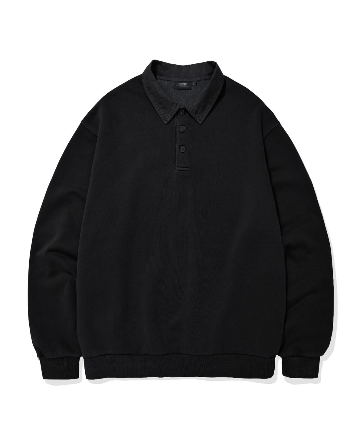카네이테이(KANEITEI) PIGMENT PIQUE POLO SHIRT (BLACK)