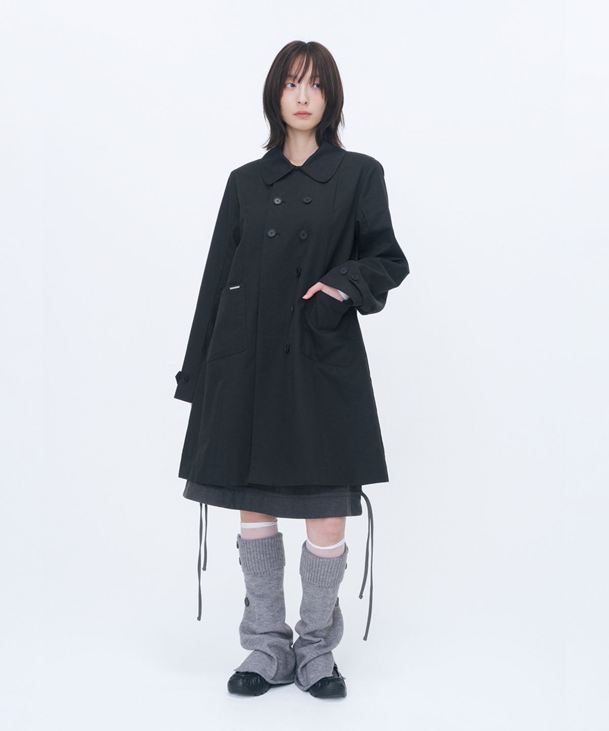 미세키서울(MISEKI SEOUL) Double button pleats trench coat BLACK
