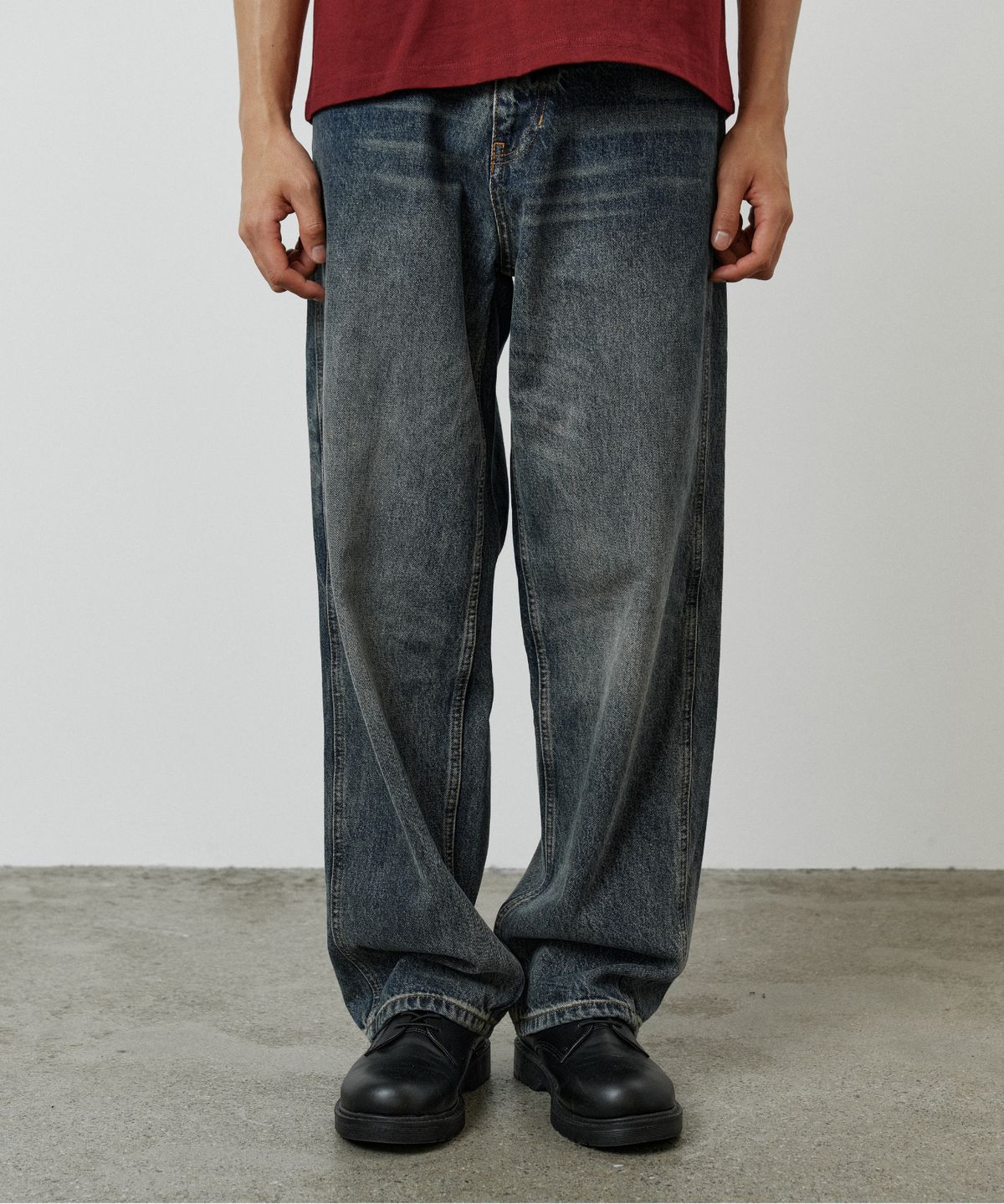 카네이테이(KANEITEI) SHADOW SEMI WIDE DENIM PANTS (BLUE)