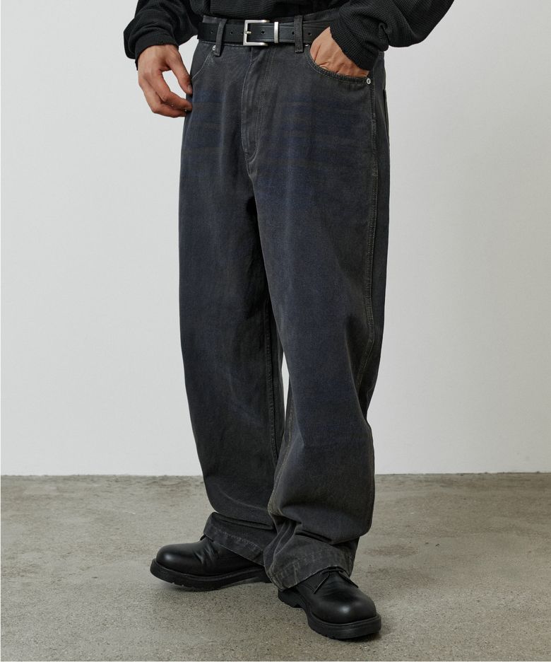 SHADOW SEMI WIDE DENIM PANTS (DUSTY BLUE)