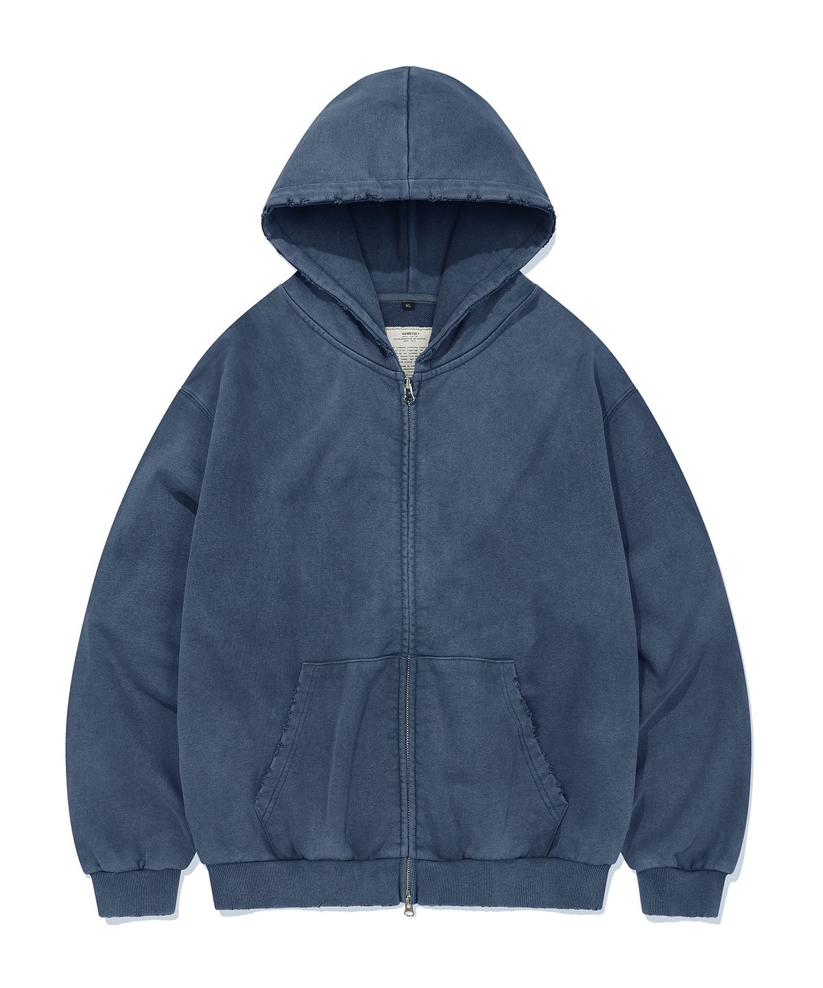 카네이테이(KANEITEI) PIGMENT DAMAGE HOODIE ZIP-UP (BLUE)