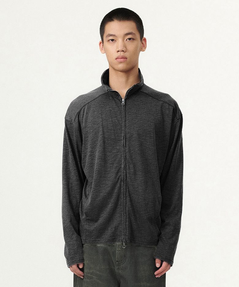 LAYERED ZIP-UP (CHARCOAL)