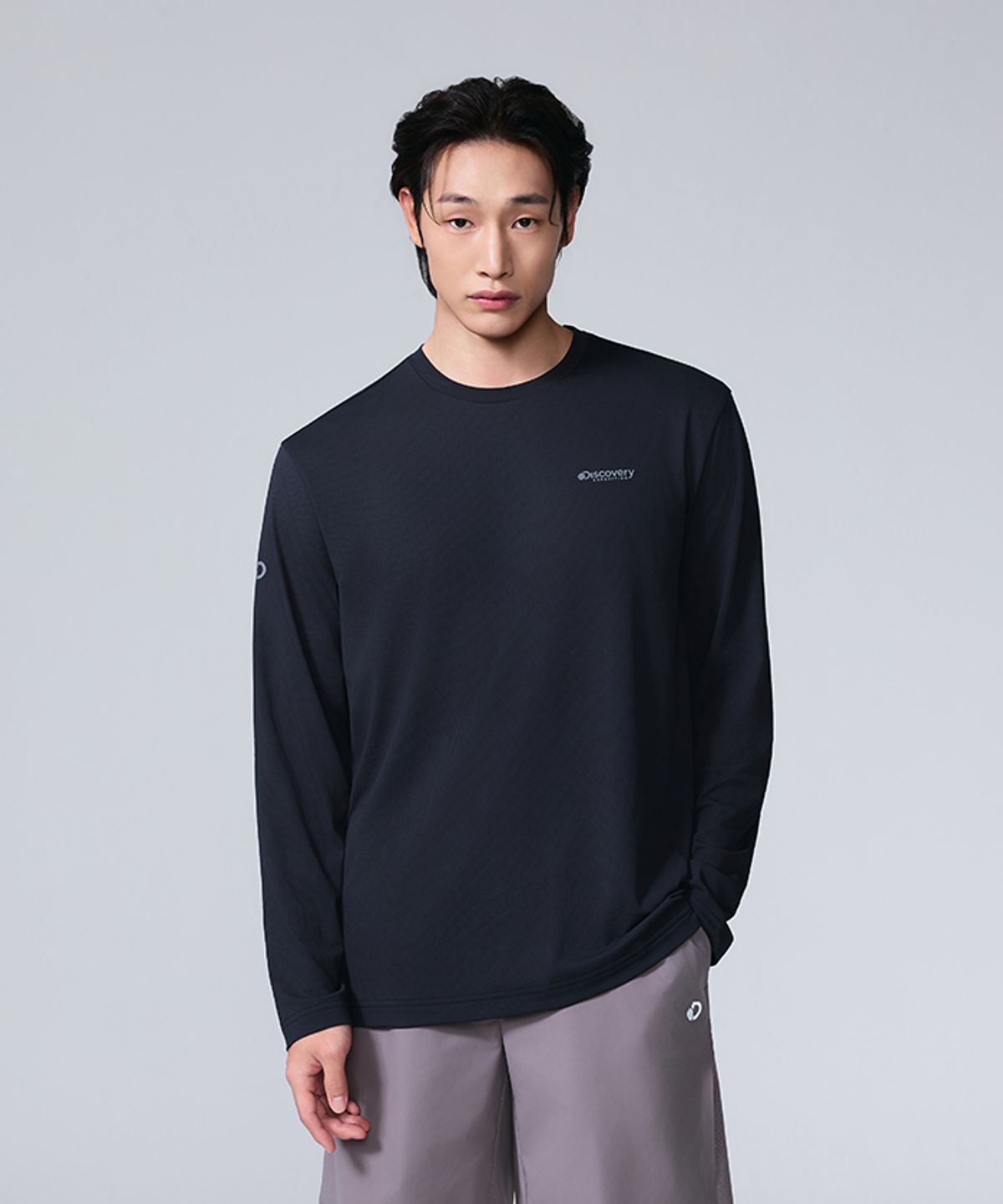디스커버리 익스페디션(DISCOVERY EXPEDITION) 남성 미니와플 긴팔티 (BLACK)