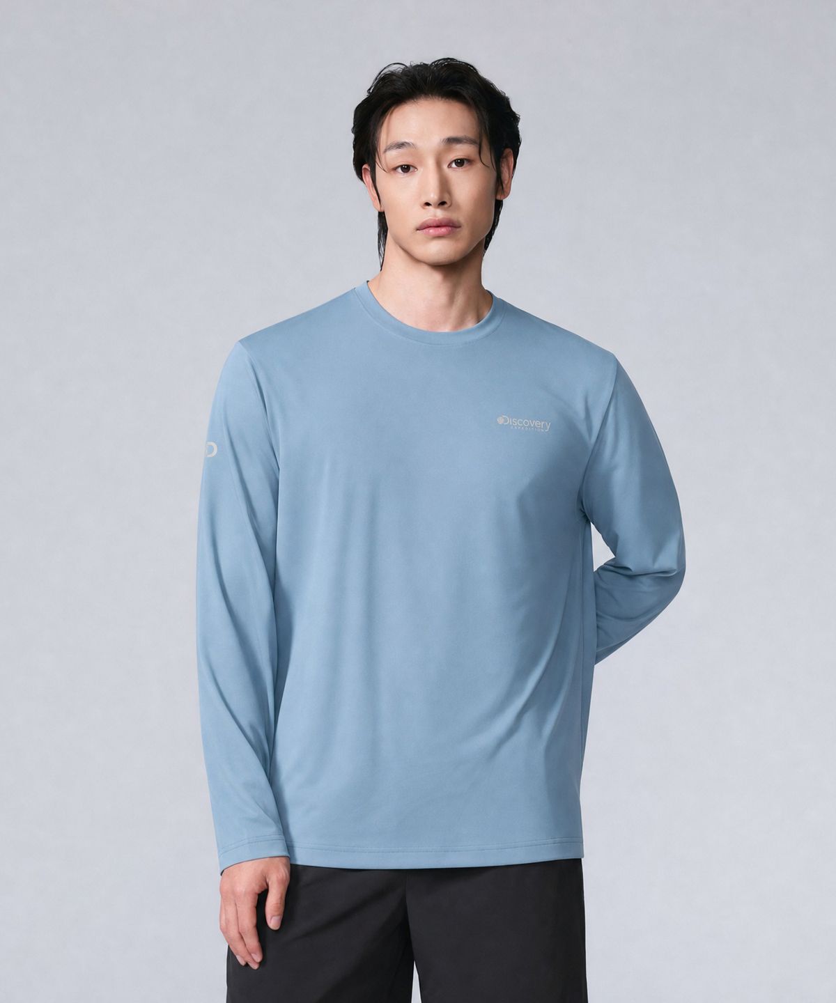 디스커버리 익스페디션(DISCOVERY EXPEDITION) 남성 미니와플 긴팔티 (SKY BLUE)