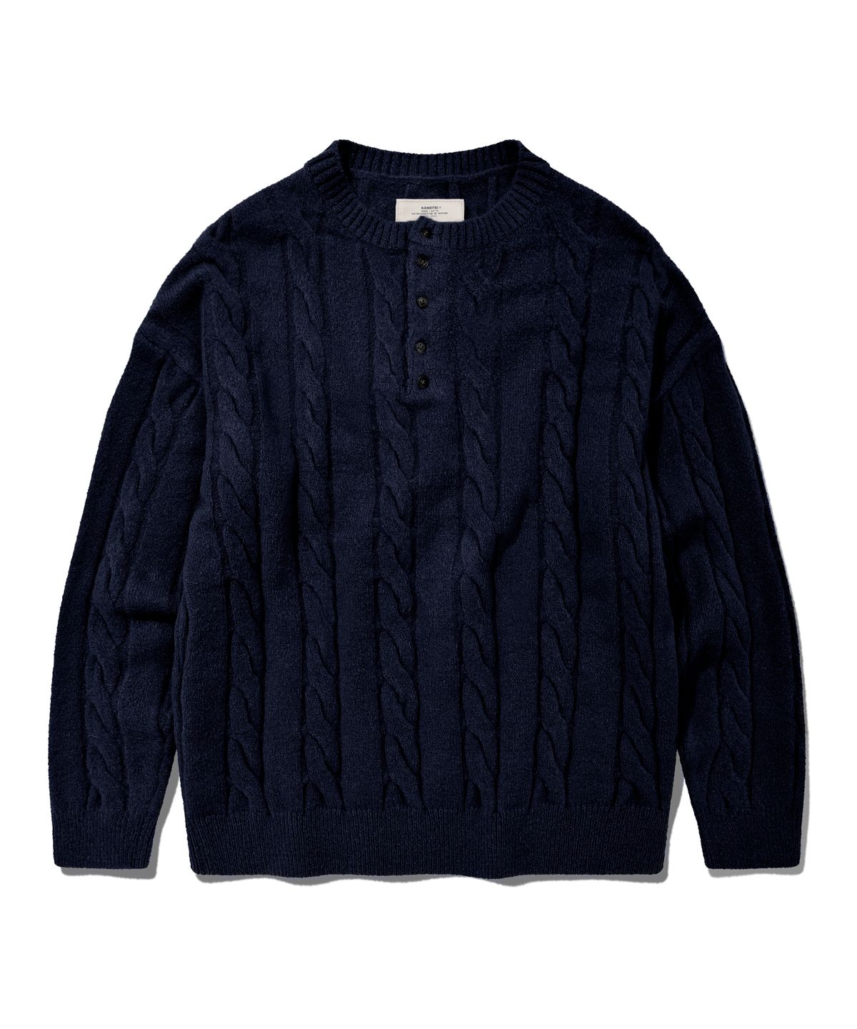 카네이테이(KANEITEI) WASHABLE WARM TOUCH HENLEY KNIT (NAVY)