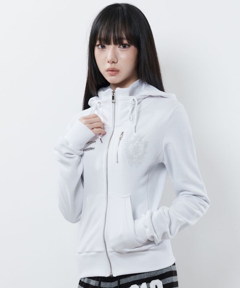 RL CROWN HOOD ZIP UP(WHITE)