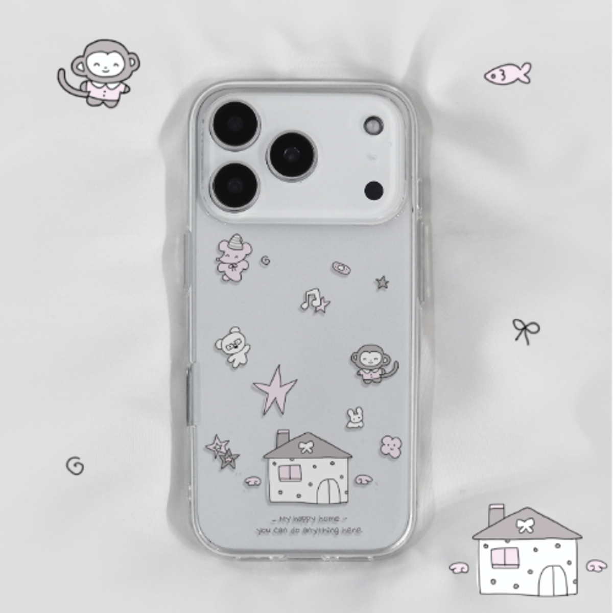 이레케이스앤굿즈(IRECASEGOODS) 해피홈 아이폰 투명 젤리케이스 핸드폰케이스