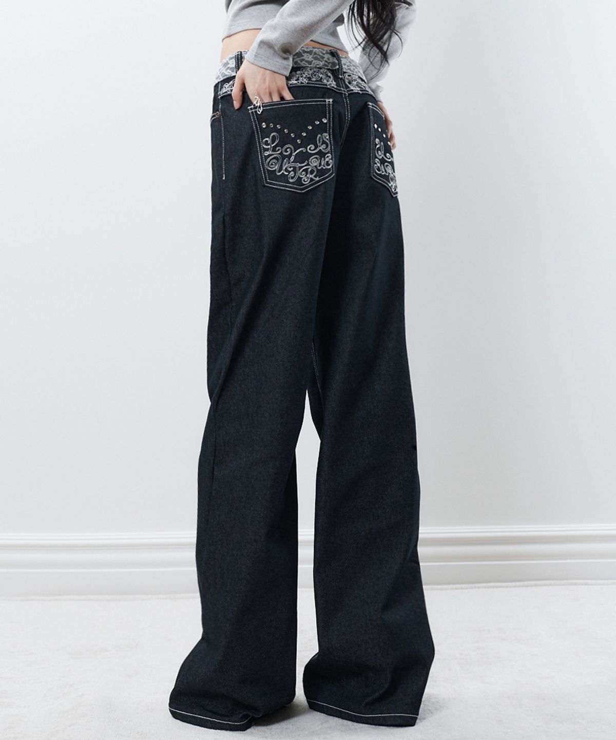 러브이즈트루(LUVISTRUE) RL LACE LOW RISE PANTS(DENIM)