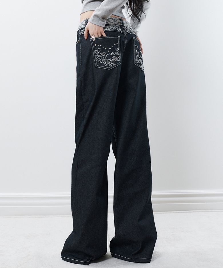 RL LACE LOW RISE PANTS(DENIM)